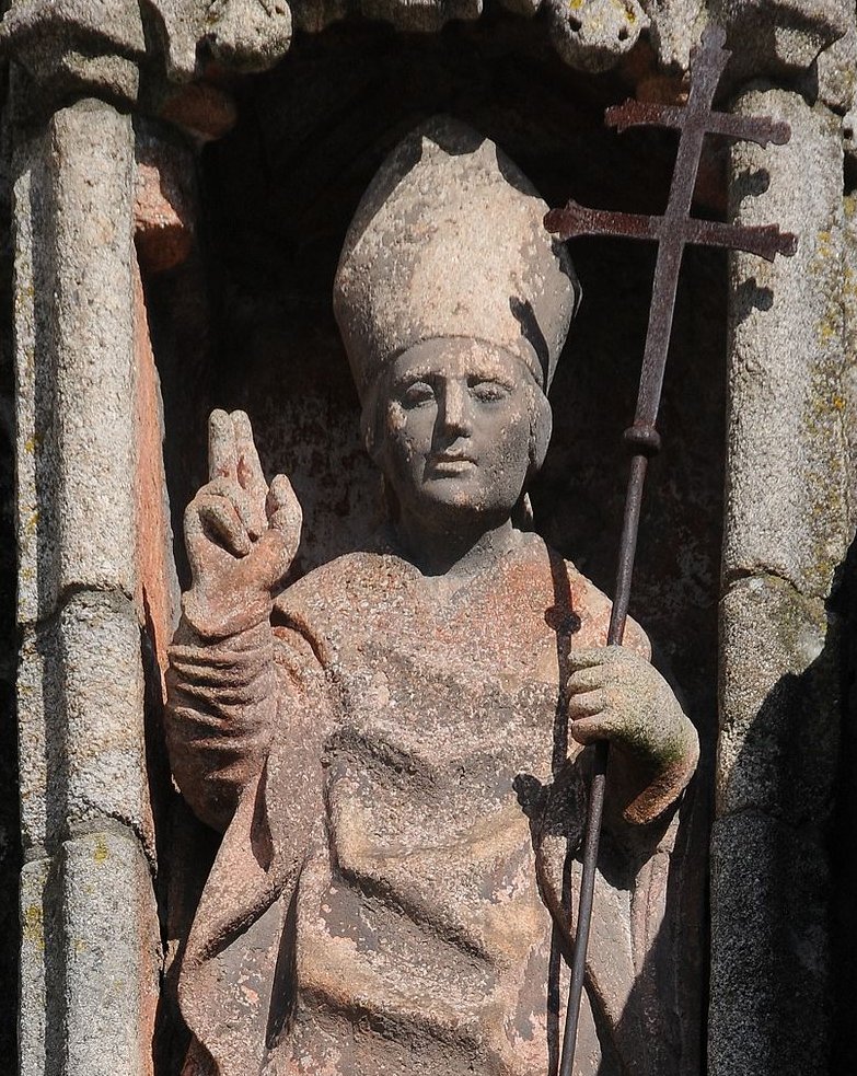 Saint Fructuosus, from the facade of the cathedral in Braga, Portugal.